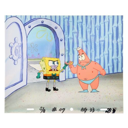 2267. Mermaid Man and Barnacle Boy/Pickles - Original Production Cel Setup on Fine Art Presentation Background ### SPONGEBOB SQUAREPANTS (T.V. SERIES, 1999 - PRESENT)