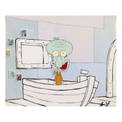 2271. Hand-painted Original Squidward Tentacles Production Cel on Presentation Background ### SPONGEBOB SQUAREPANTS (T.V. SERIES, 1999 - PRESENT)