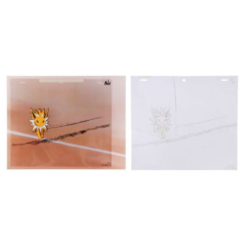 2313. Jolteon Original Production Cel, Matching Production Drawing and Background Overlay ### POKEMON
