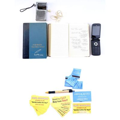 65. Jimmy McGill's (as played by Bob Odenkirk) "Saul Goodman" Business Ephemera with Mike Ehrmantraut's (as played by Jonathan Banks) Journal, Book, Radio, and Phone ### BETTER CALL SAUL (T.V. SERIES, 2015-2022)