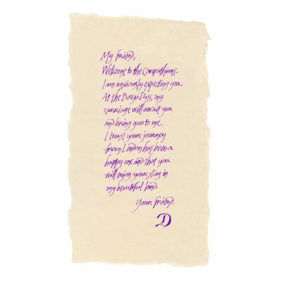 78. Dracula's (as played by Gary Oldman) Original Handwritten Letter to Jonathan Harker (as played by Keanu Reeves) ### BRAM STOKER'S DRACULA (1992)