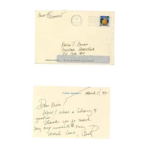 91. Carol Burnett's Handwritten and Signed "Thank You" Letter ### CAROL BURNETT
