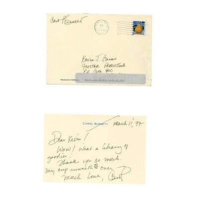 91. Carol Burnett's Handwritten and Signed "Thank You" Letter ### CAROL BURNETT