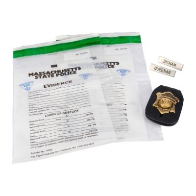 133. Captain Oliver "Charlie" Queenan's (Martin Sheen) Massachusetts State Police Badge and Nameplate with Staff Sergeant Sean Dignam's (Mark Wahlberg) Nameplate and Pair of Evidence Bags ### THE DEPARTED (2006)