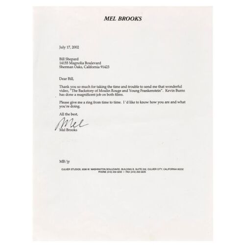 313. Mel Brooks-Signed Letter ### MEL BROOKS