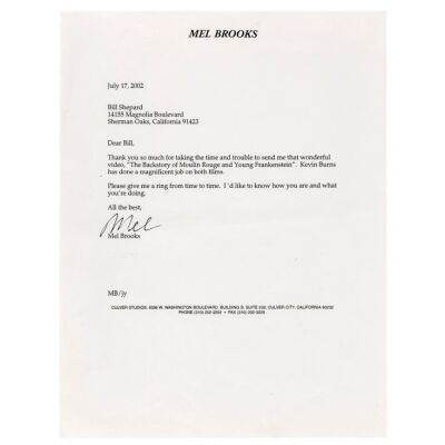 313. Mel Brooks-Signed Letter ### MEL BROOKS
