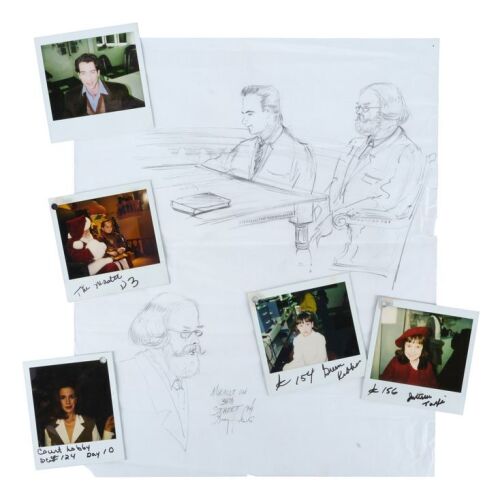 327. Hand-Drawn Courtroom Sketch with Five Hand-Marked Continuity Polaroids ### MIRACLE ON 34TH STREET (1994)