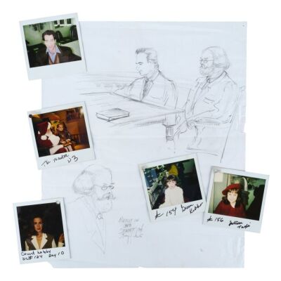 327. Hand-Drawn Courtroom Sketch with Five Hand-Marked Continuity Polaroids ### MIRACLE ON 34TH STREET (1994)