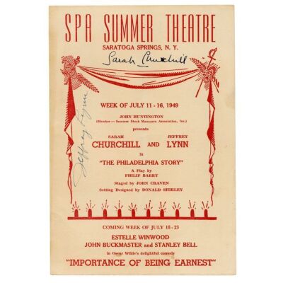 350. Jeffrey Lynn and Sarah Churchill-Autographed Spa Summer Theatre Playbill ### THE PHILADELPHIA STORY: A PLAY (1939)