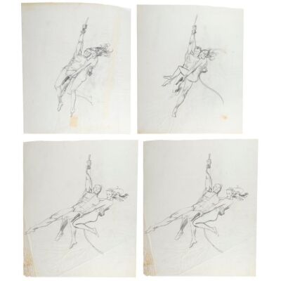 448. Set of Four Hand-Drawn Dan Goozee Swashbuckling Luke and Leia Poster Prelims ### STAR WARS: A NEW HOPE (1977)