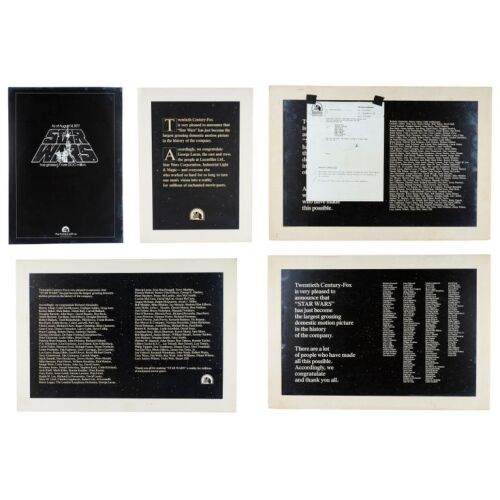 450. Set of Five Crew Recognition Trade Ad Test Prints ### STAR WARS: A NEW HOPE (1977)