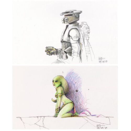 465. Hand-Drawn and Colored Nilo Rodis-Jamero Jabba's Twi'lek Dancer and Boushh Sketches c. 2018 ### STAR WARS: RETURN OF THE JEDI (1983)