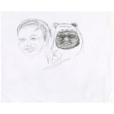 484. William Plumb Collection: Hand-Drawn Warwick Davis Wicket Self-Portrait ### STAR WARS: VARIOUS PRODUCTIONS
