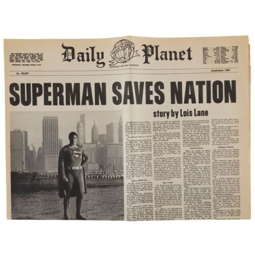 507. Production-Made "Superman Saves Nation" Daily Planet Newspaper Cover ### SUPERMAN II (1980)