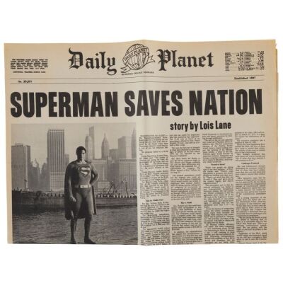 507. Production-Made "Superman Saves Nation" Daily Planet Newspaper Cover ### SUPERMAN II (1980)