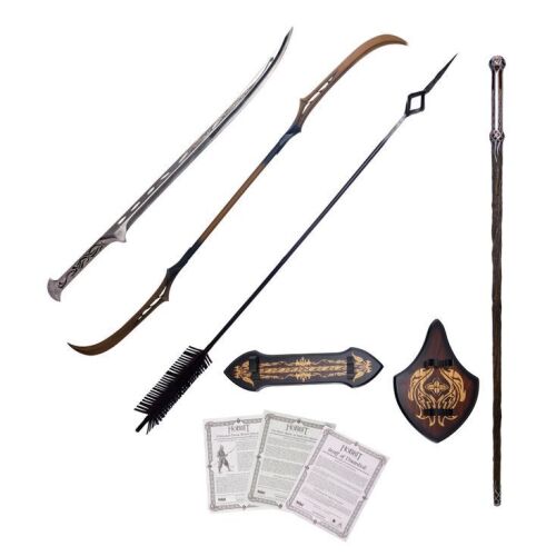 635. Collection of United Cutlery Sword Of Thranduil, Staff of Thranduil, The Black Arrow of Bard the Bowman, and Mirkwood Double-Bladed Polearm Replicas ### HOBBIT, THE - ALL ITEMS