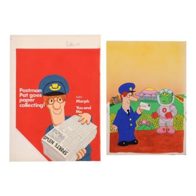 272. The Peter Longden Collection: Original Hand-painted Covers for Postman Pat Weekly 35 and Buttons 81 ### POSTMAN PAT