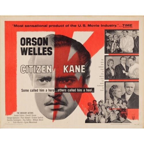 365. Half Sheet (22" x 28"); Style A; Very Fine- Rolled ### CITIZEN KANE (R-1956)