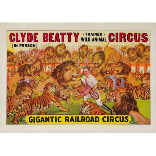 371. Circus Poster (28.25" x 20"); Very Fine+ on Linen ### CLYDE BEATTY CIRCUS POSTER (c.1940)