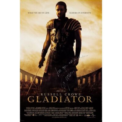 452. One Sheet (27" x 40") Signed by Russell Crowe (Beckett COA); Double-Sided; Fine Rolled ### GLADIATOR (2000)