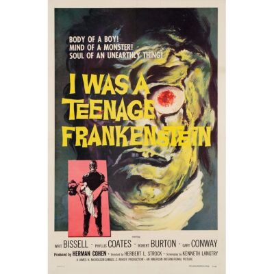 492. One Sheet (27" x 41.5"); Very Fine+ on Linen ### I WAS A TEENAGE FRANKENSTEIN (1957)