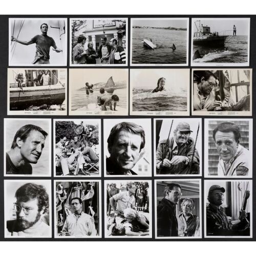 570. Vintage Original B&W Single-Weight Glossy Photographs (18) (8" x 10"); Very Fine+ ### JAWS (1975)