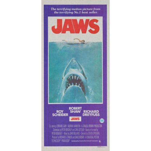575. Australian Daybill (13" x 30"); The Collection of the Late J. Stephen Ryan; Very Fine+ Folded ### JAWS (1975)