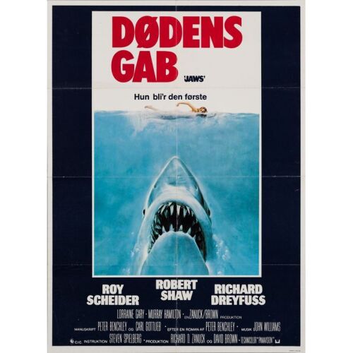 581. Danish Poster (24.25" x 33.5"); The Collection of the Late J. Stephen Ryan; Very Fine- Folded ### JAWS (1975)