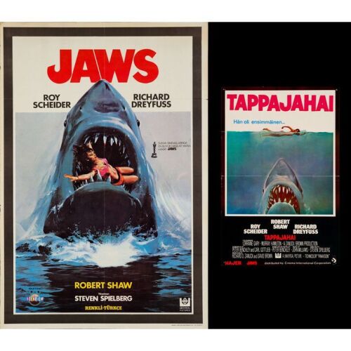 582. Finnish Poster + First Release Turkish Poster (15.5" x 23.75", 27" x 39.5"); The Collection of the Late J. Stephen Ryan; Very Fine Folded ### JAWS (1975 (F), 1981 (T))