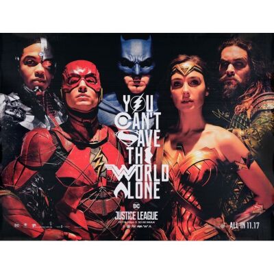 599. Window Cling Banner (60" x 46.5") Signed by Gal Gadot (Beckett COA); Advance; Very Fine+ Rolled ### JUSTICE LEAGUE (2017)