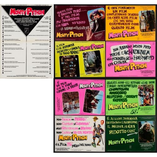 638. Italian One Sheet + Italian Photobustas (8) With Sleeve (27" x 38.25", 26.5" x 19", 14" x 19.75"); The Collection of the Late J. Stephen Ryan; Very Fine+ ### MONTY PYTHON AND THE HOLY GRAIL (1975)