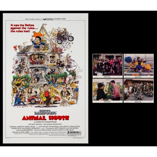 650. One Sheet + Set of (4) Mini Lobby Cards (27" x 41", 8" x 10"); Style B; Very Fine+ Tri-Folded ### NATIONAL LAMPOON'S ANIMAL HOUSE (1978)