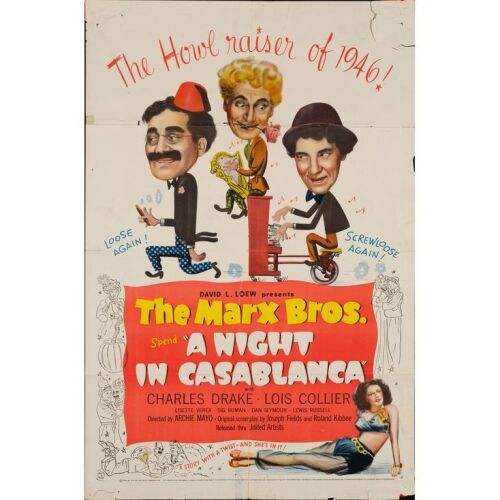 657. One Sheet (27" x 41"); Very Good+ Folded ### A NIGHT IN CASABLANCA (1946)