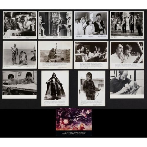 741. Souvenir Program + Vintage Original B&W Single-Weight Glossy Photographs (12) (11.75" x 9", 8" x 10"); The Collection of the Late J. Stephen Ryan; Very Fine+ ### STAR WARS: A NEW HOPE (1977)