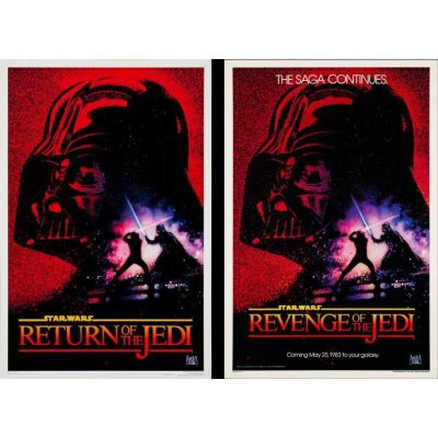 760. One Sheets (2) (27" x 41"); The Collection of the Late J. Stephen Ryan; Recalled Dated Advance "Revenge" Style (ON LINEN) + Kilian Enterprises 10th Anniversary Advance No. 001148 (ROLLED); Very F ### STAR WARS: RETURN OF THE JEDI (1983, R-1993)