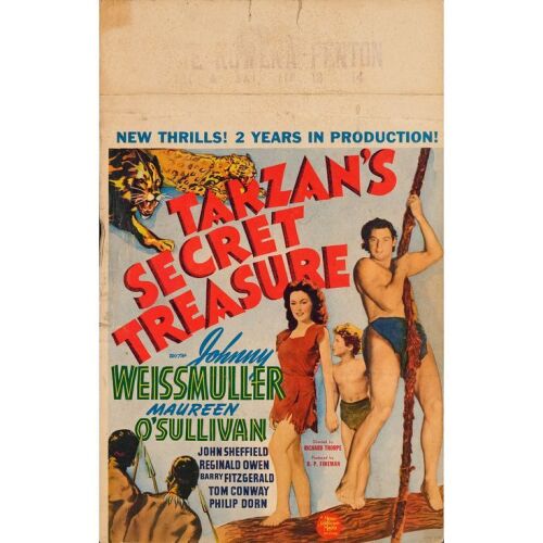 804. Window Card (14" x 22"); The Bradleigh Vinson Collection; Fine- ### TARZAN'S SECRET TREASURE (1941)