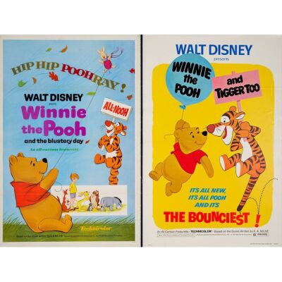 860. One Sheets (2) (27" x 41", 27" x 42"); The Collection of the Late J. Stephen Ryan; Very Fine+ on Linen ### WINNIE THE POOH AND THE BLUSTERY DAY / WINNIE THE POOH AND TIGGER TOO (1968, 1974)