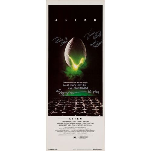 7. Insert (14" x 36") Signed by Sigourney Weaver, Tom Skerritt, Veronica Cartwright (Beckett COA); Very Fine+ Rolled ### ALIEN (1979)