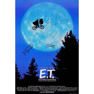59. Full-Bleed Reprint Poster (27" x 40") Signed by Henry Thomas, Dee Wallace and Robert MacNaughton (Beckett COA); Very Fine+ Rolled ### E.T. THE EXTRA-TERRESTRIAL (1982)