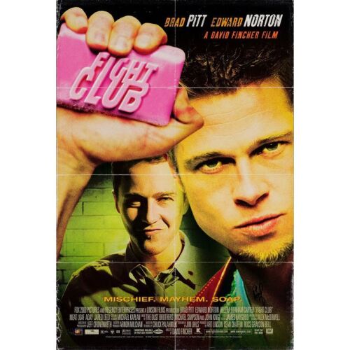 63. One Sheet (27" x 40") Signed by Brad Pitt (Beckett COA); Very Fine- Folded ### FIGHT CLUB (1999)