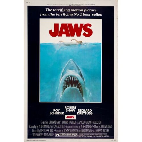 130. 40 x 60; The Collection of the Late J. Stephen Ryan; Fine+ Rolled ### JAWS (1975)