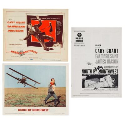 168. Title Lobby Card, Lobby Card + Uncut Pressbook with Herald (12.25" x 17", 11" x 14"); The Collection of the Late J. Stephen Ryan; Very Fine Folded ### NORTH BY NORTHWEST (1959)