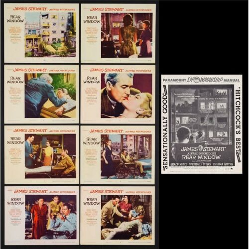 183. Lobby Card Set (8) + Uncut Pressbook (11" x 14", 12.25" x 15"); The Collection of the Late J. Stephen Ryan; Very Fine ### REAR WINDOW (1954)