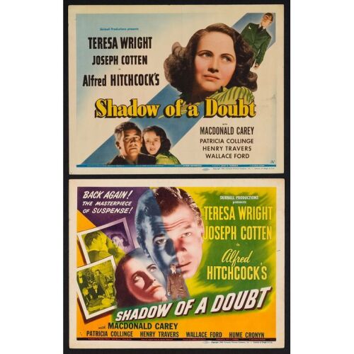 193. Title Lobby Cards (2) (11" x 14"); Very Fine- ### SHADOW OF A DOUBT (1943, R-1946)