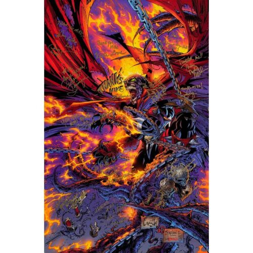 200. "Spawn" #50 Cover Art Poster (22" x 34") Signed by Keith David, John Rafter Lee, Victor Love, Dominique Jennings, James Keane, Michael Nicolosi, Catherine Winder (Producer), Eric Radomski (Superv ### SPAWN (1996)
