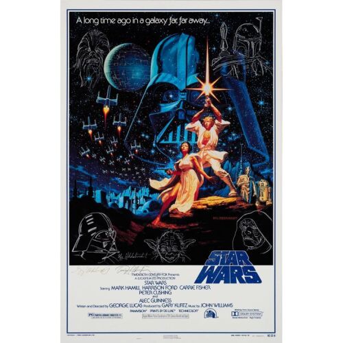 211. One Sheet (26.5" x 41") Signed by Greg & Tim Hildebrandt (Beckett COA); 15th Anniversary "Style B" By Kilian Enterprises With 5 Remarques; Near Mint Rolled ### STAR WARS: A NEW HOPE (R-1992)