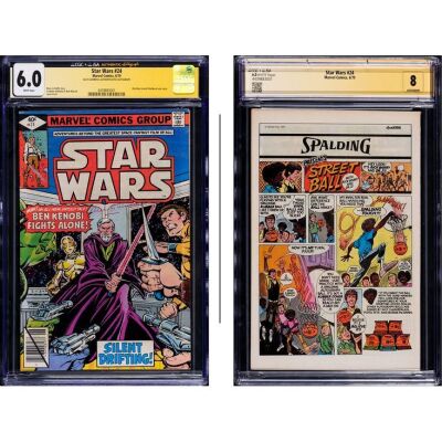 214. Slabbed and Autographed Comic Book (6.5" x 10") Signed by Alec Guinness (JSA COA); Issue #24, CGC-Graded 6.0; Fine ### STAR WARS COMICS (1979)