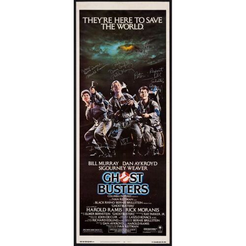 74. Insert (14" x 36") Signed by Ivan Reitman, Harold Ramis, Bill Murray, Dan Aykroyd, Ernie Hudson and Sigourney Weaver (Beckett COA); Very Fine- Rolled ### GHOSTBUSTERS (1984)