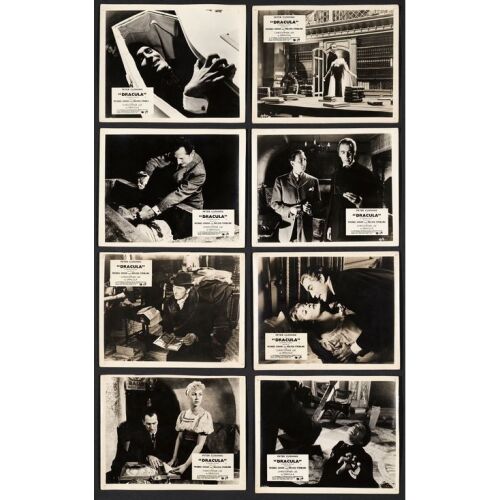 90. British B&W FOH Cards Set (8) (8" x 10"); Country-of-Origin; Very Fine- ### HORROR OF DRACULA (1958)