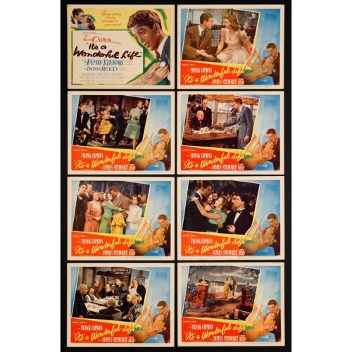 104. Lobby Card Set (8) (11" x 14"); Blue Background Style; Very Fine+ ### IT'S A WONDERFUL LIFE (1946)